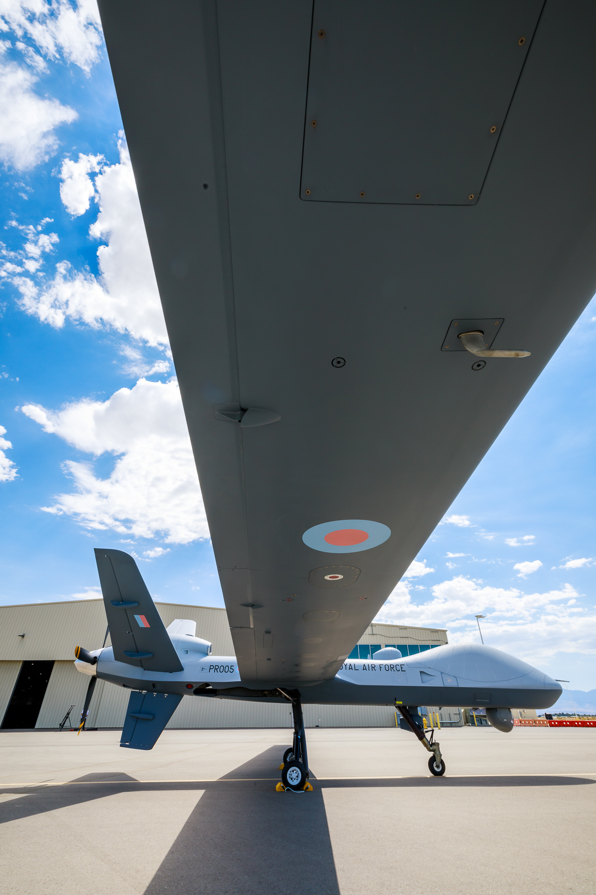 Image shows a close up of the Protector from underneath the right wing side.